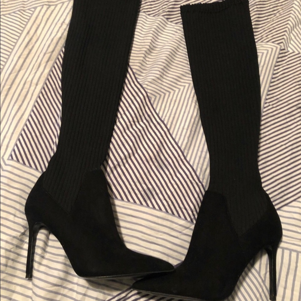 Zara sweater knee style black boots